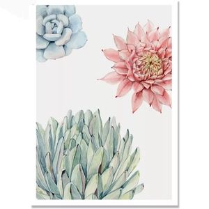Watercolor succulents giclee print wood hanger